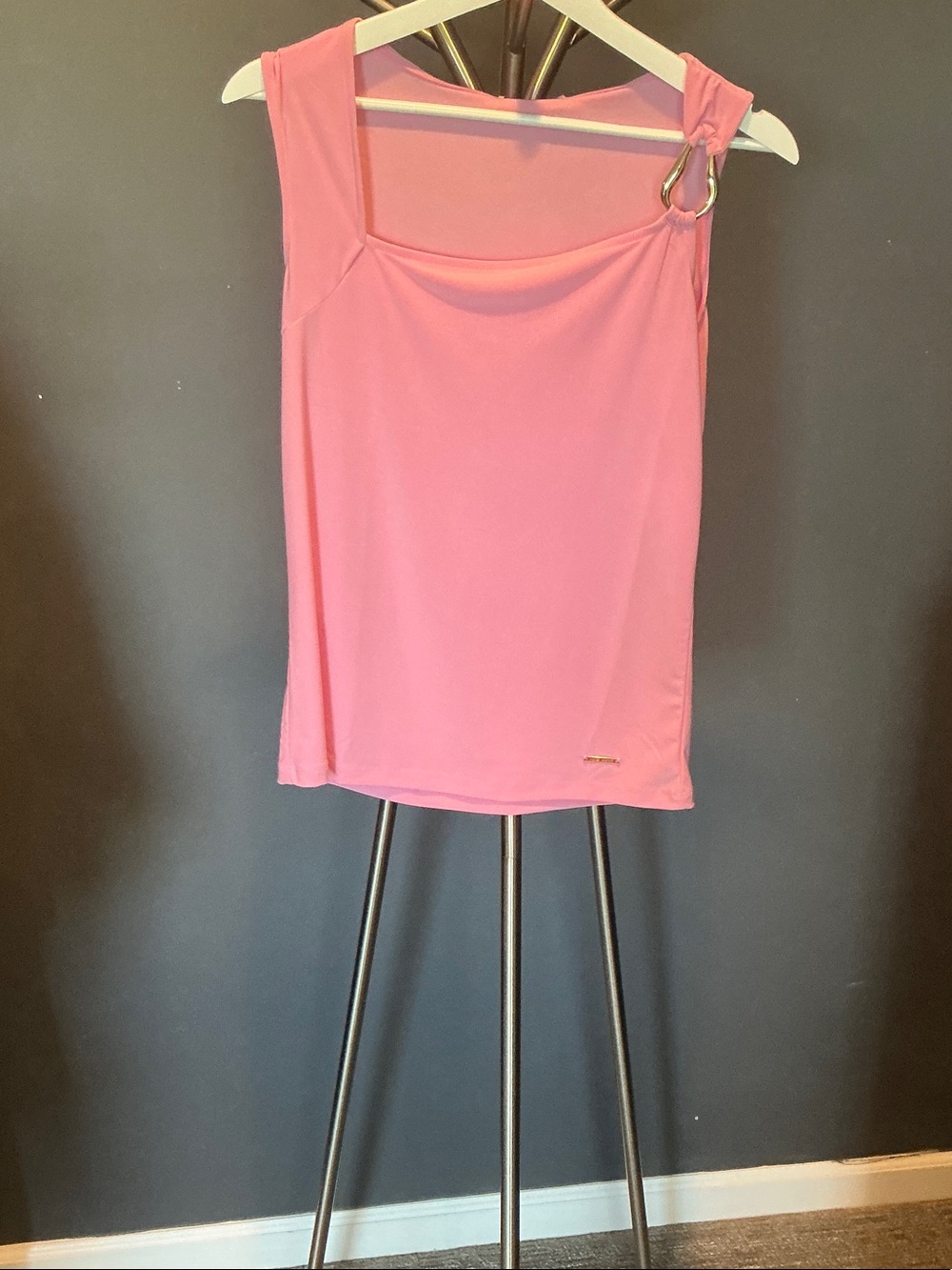 Nine West Pink Sleeveless Ring-Accent Blouse